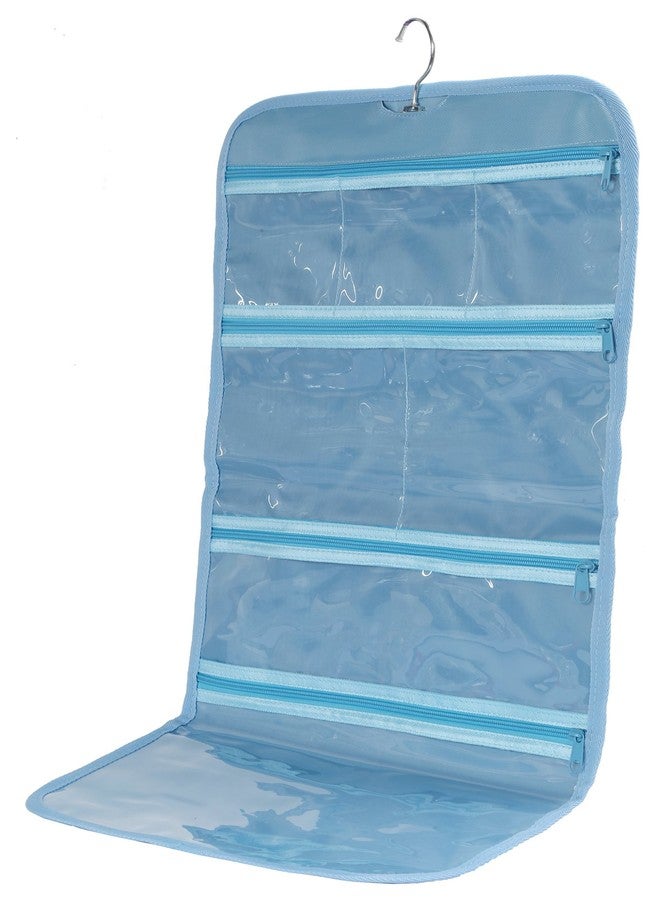 Wodison Foldable Clear Hanging Travel Toiletry Bag Cosmetic Organizer Storage (Blue) - Image 1